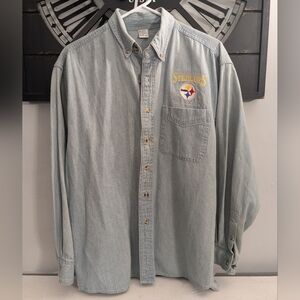Vtg Pittsburgh Steelers Denim oversized Casual button down Medium‎